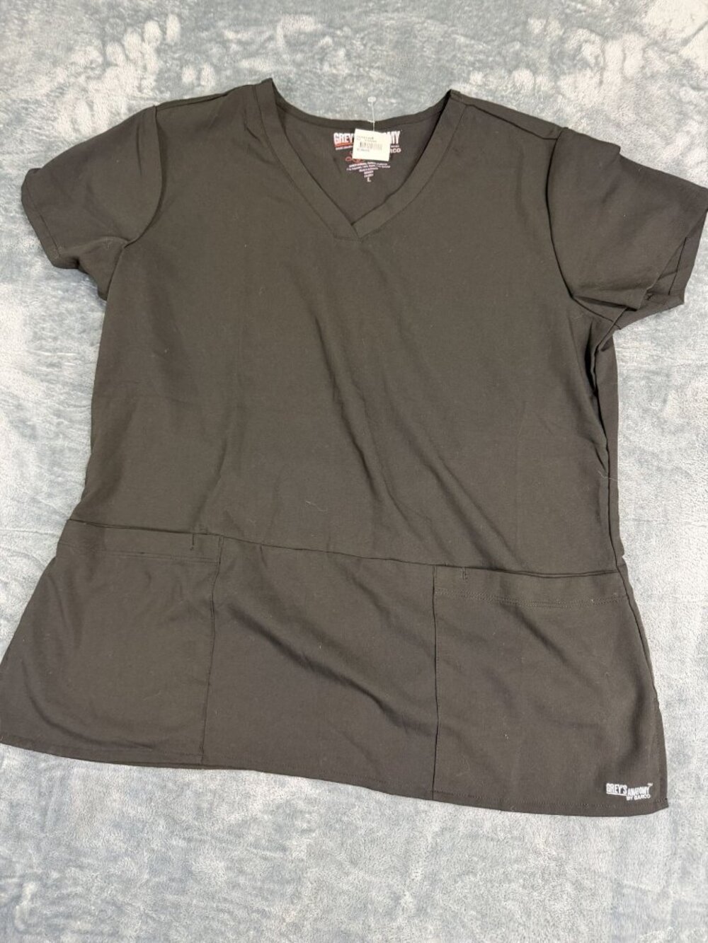 Greys Anatomy By Barco Womens Black V-Neck Scrub Top L